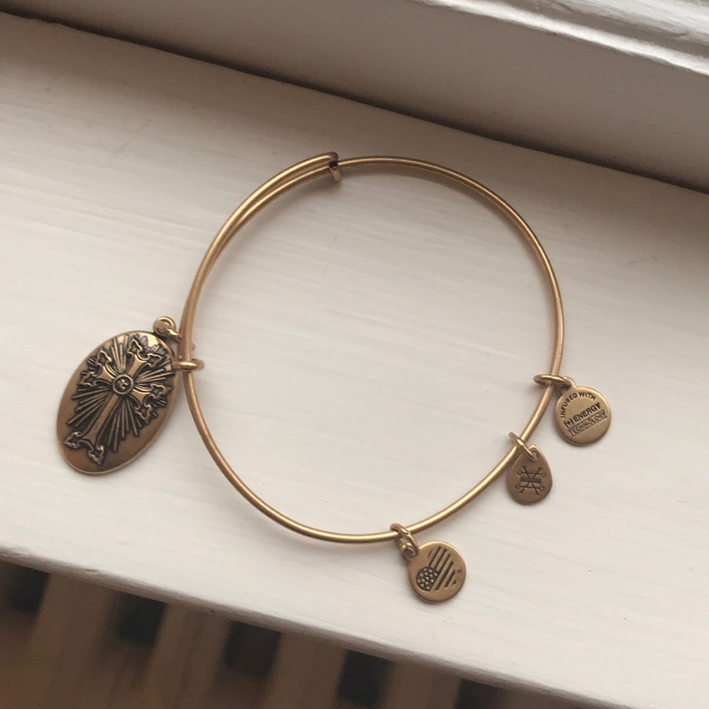 Gold Alex and Ani spirituality bracelet